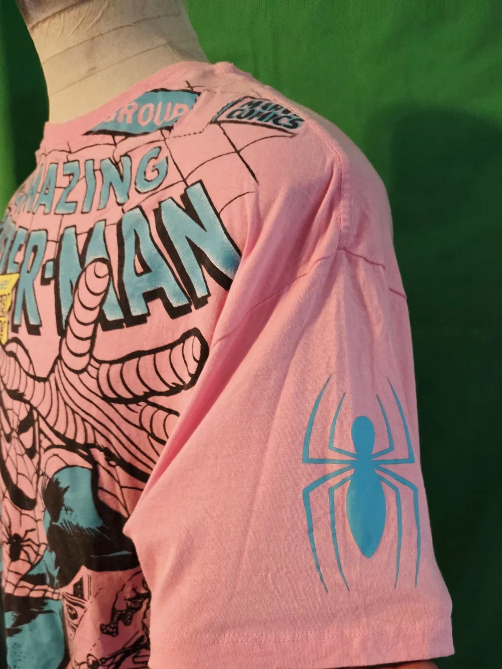 MARVEL Spider-Man Comic Panels Graphic T-Shirt Unisex XL  Pink